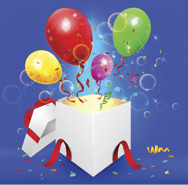 生日背景与彩色气球图片下载