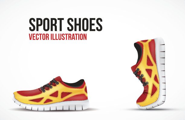 双跑鞋的背景。亮色运动鞋标志图片下载