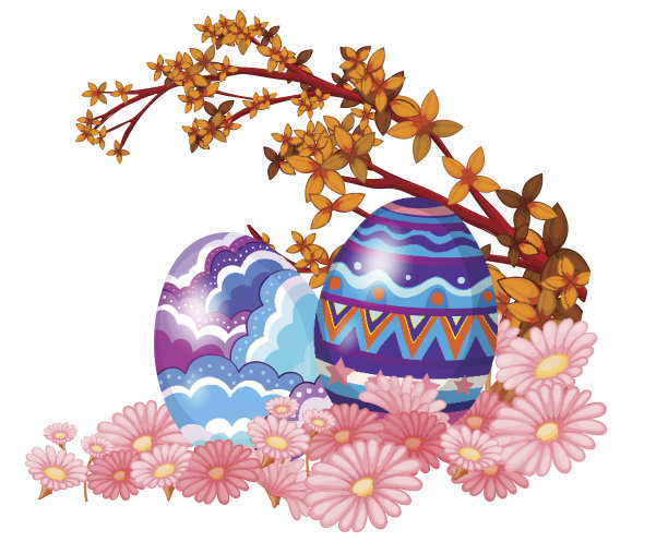 两个复活节彩蛋藏在花园里图片下载