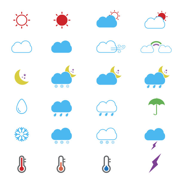 天气图标与白色背景图片下载