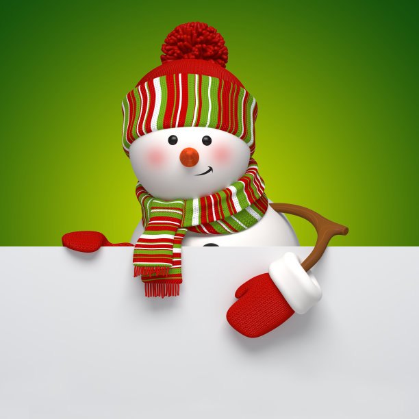 搞笑雪人贺卡，节日背景，3d卡通人物插画图片下载