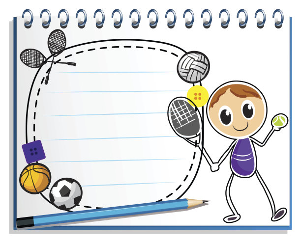 笔记本上画着一个打网球的男孩图片下载