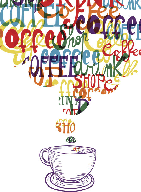 带有字体的复古咖啡杯图片下载