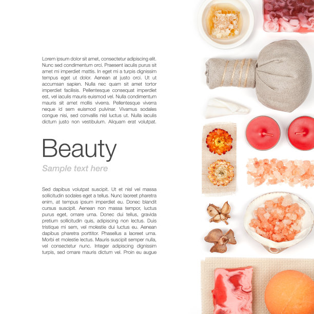 水疗和按摩元素的白色背景图片下载