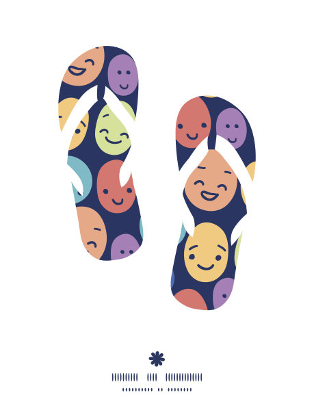 矢量滑稽的脸，拖鞋剪影图案框架图片下载