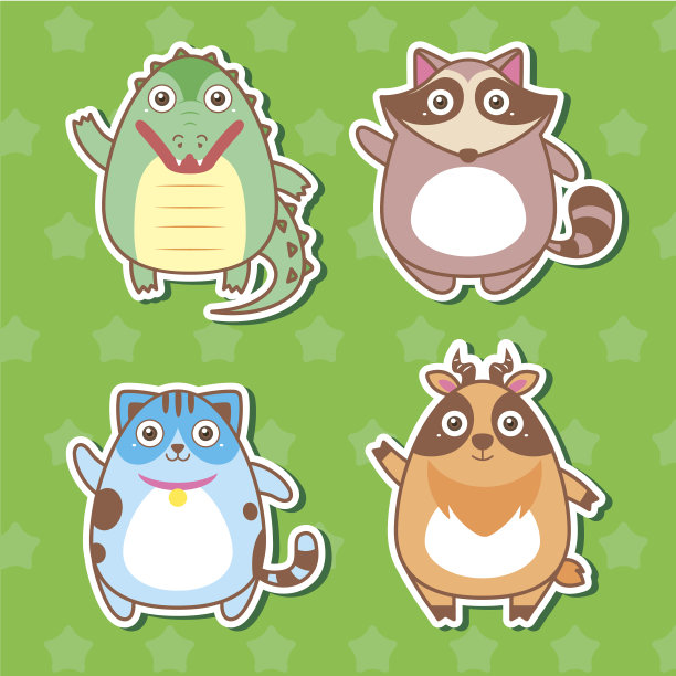 可爱的动物贴纸图片下载