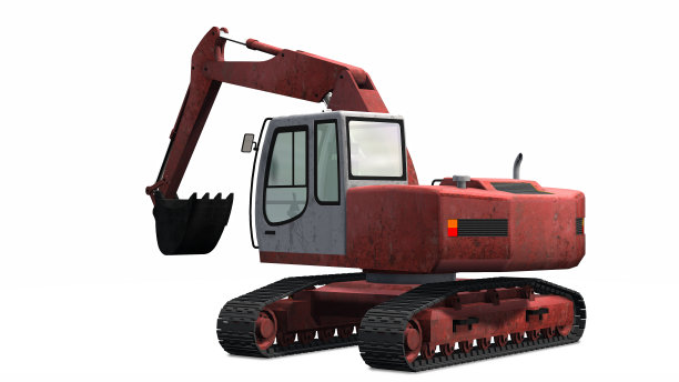 挖掘机孤立在白色背景上图片下载