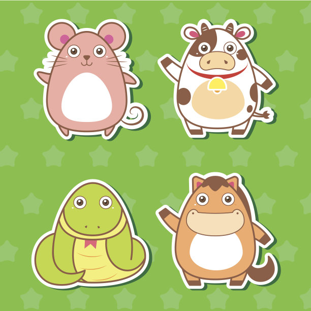 可爱的动物贴纸图片下载