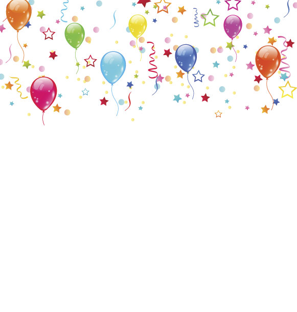 设置派对气球，五彩纸屑与文本空间图片下载