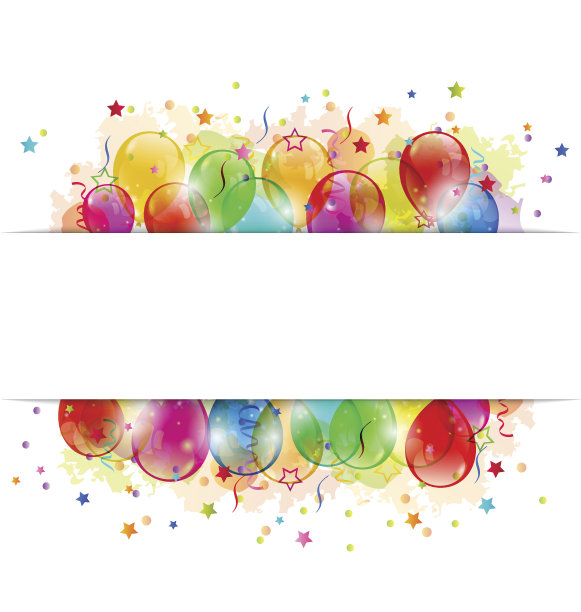 设置派对气球，五彩纸屑与文本空间图片下载