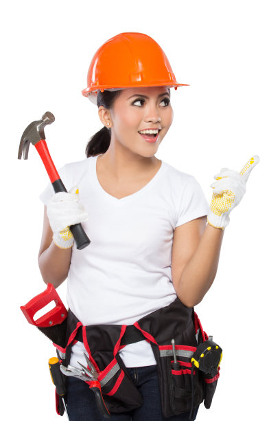 女建筑工人在行动图片下载