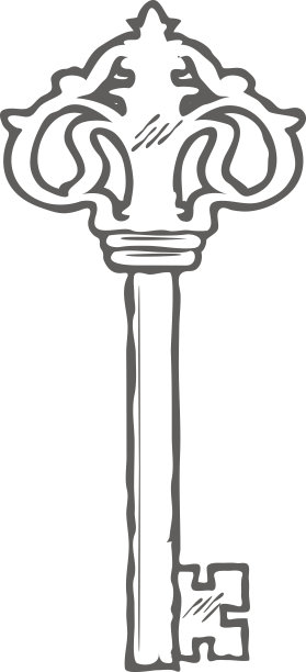 手动绘制键隔离在白色背景矢量图片下载