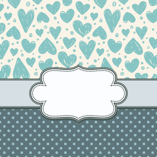 矢量复古框架与心图片下载