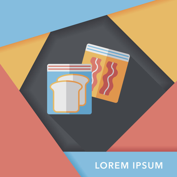 厨具拉链袋扁平图标与长阴影，eps10图片下载