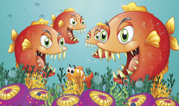 水下的食人鱼图片下载