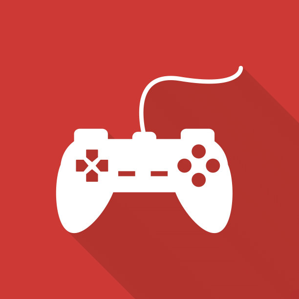 游戏机平面图标与长影子。图片下载