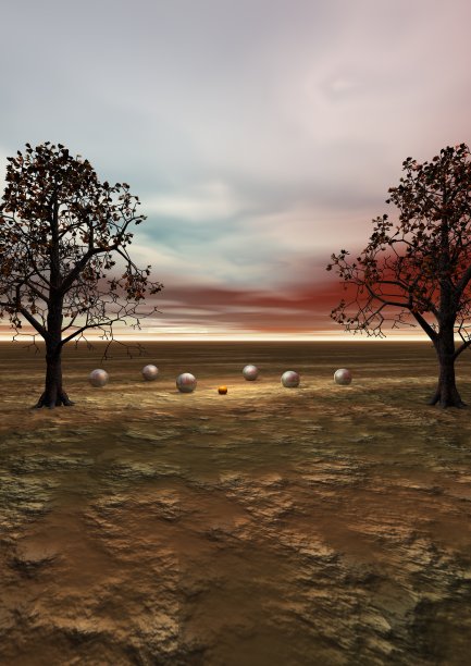 Petanque和树- 3d渲染图片下载