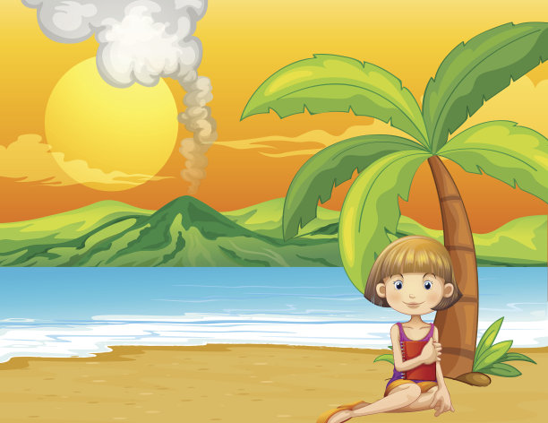 一个女孩在海边拿着一本书图片下载