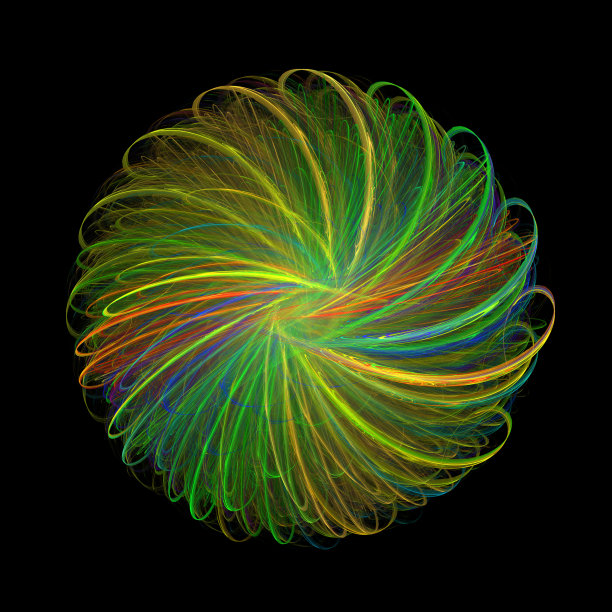 三维渲染彩色分形抽象在黑色背景图片下载