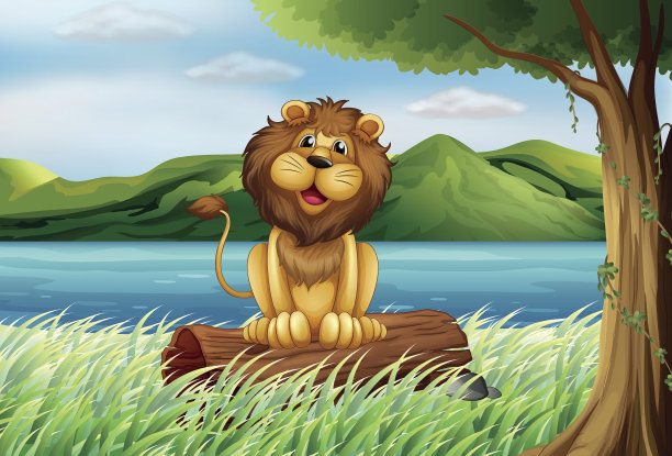 狮子在河边图片下载