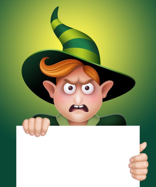 精灵男孩拿着空白的留言卡图片下载