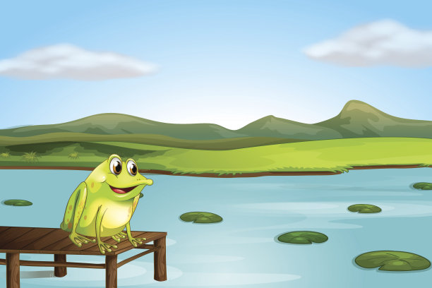青蛙在木桥上图片下载