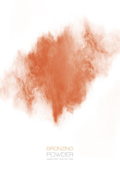 白色背景上的古铜色粉底爆炸图片下载