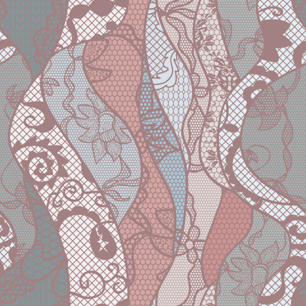 花边无缝图案与花素材图片