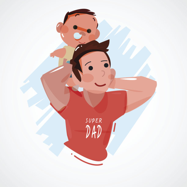 父亲和他的孩子在肩上。超级爸爸的概念图片下载