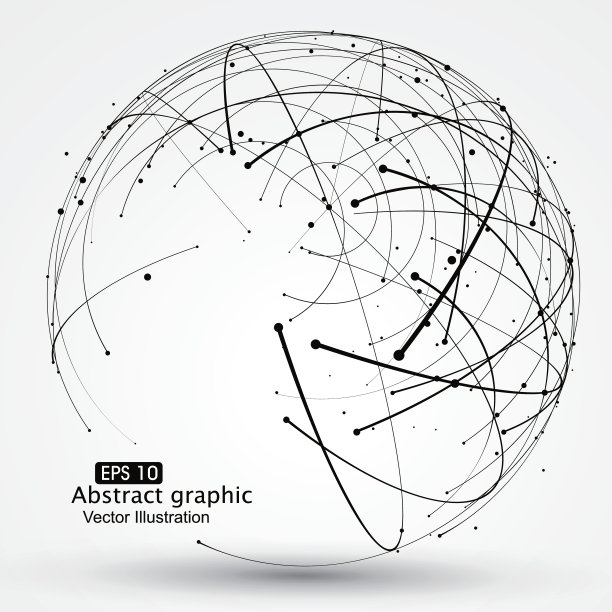 点和曲线构成了球体线框。图片下载