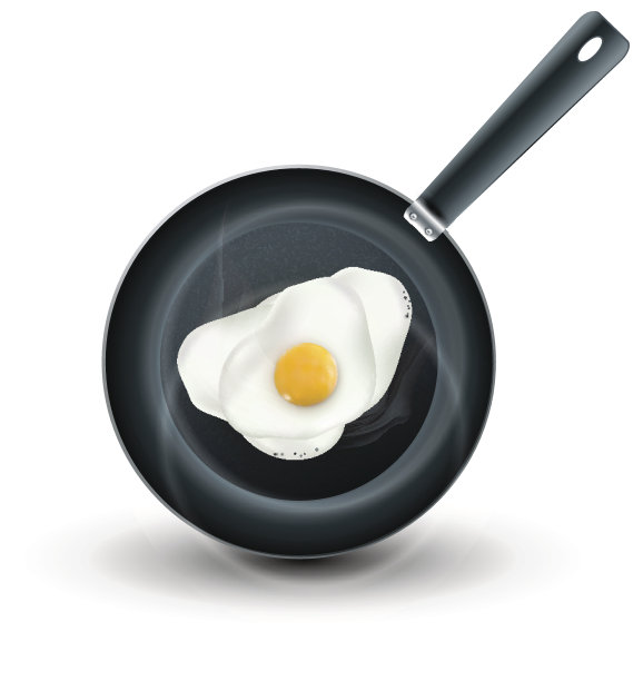 病媒煎锅与鸡蛋隔离图片下载