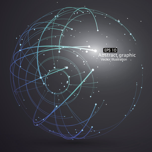 点和曲线构成了球体线框。图片下载