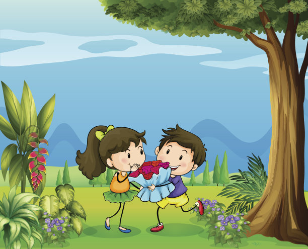 男孩给女孩一束花图片下载