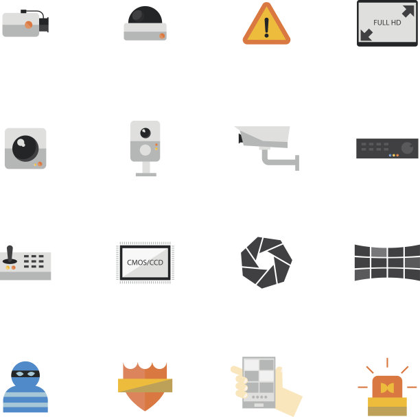 安全摄像头或闭路电视图标设置图片下载