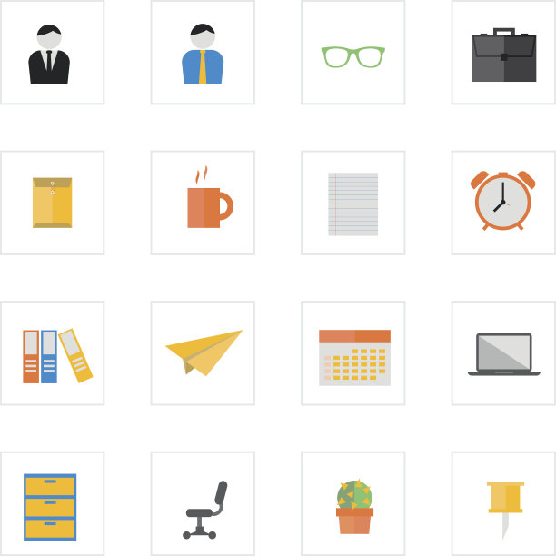 办公室生活图标设置。图片下载