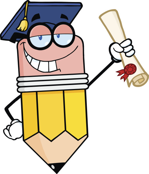 持有文凭的铅笔毕业生图片下载