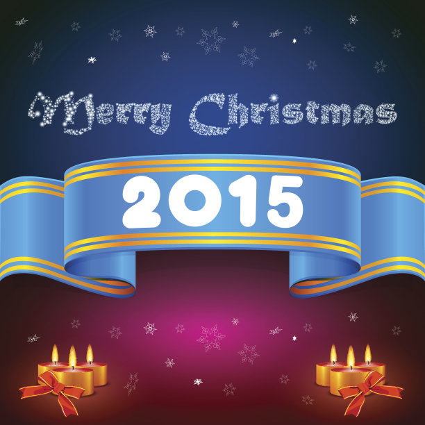 蓝丝带2015，圣诞背景图片下载