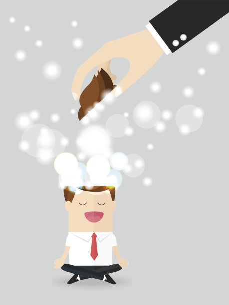 商务手在瑜伽期间打开商人的头图片下载