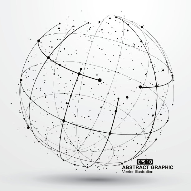点和曲线构成了球体线框。图片下载