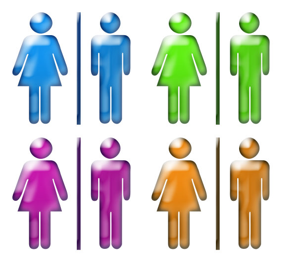 厕所标志-一套男性女性图标厕所标志。图片下载