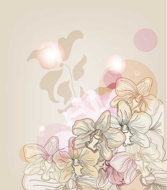 手绘兰花的老式明信片图片下载