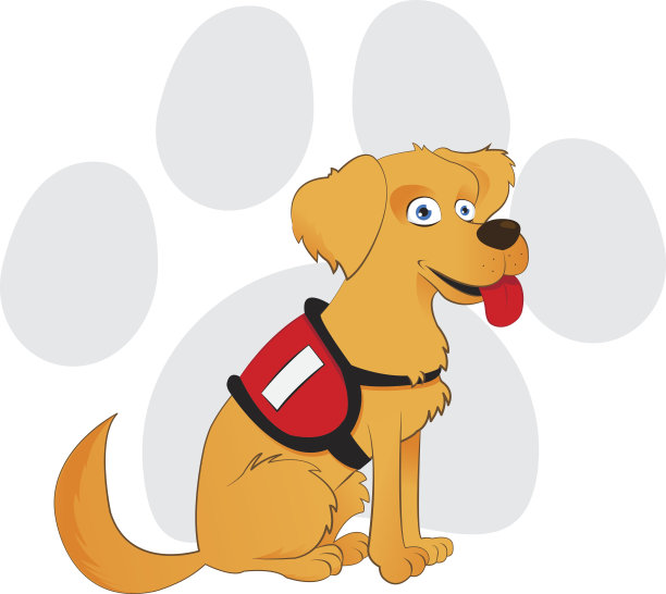 卡通服务狗坐在一个爪子的背景图片下载