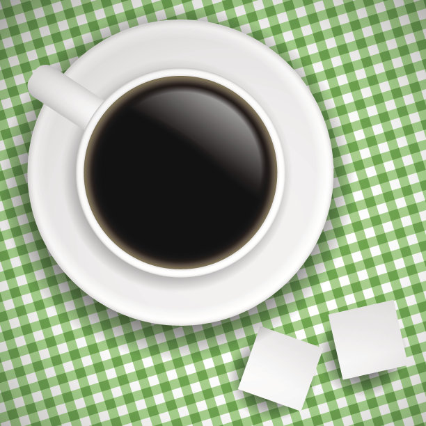 绿色桌布上的一杯咖啡图片下载