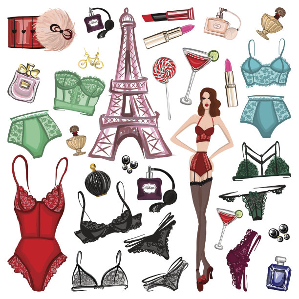 向量设置与内衣和香水图片下载