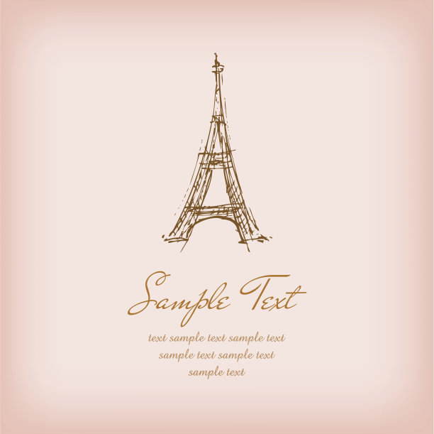 模板与草图的埃菲尔铁塔和样本文本图片下载