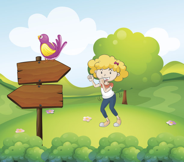 一个女人和一只鸟在箭板旁跳舞图片下载