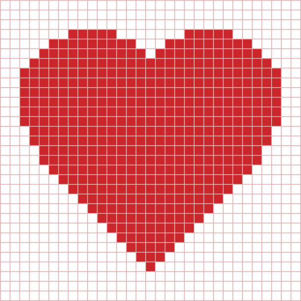 红色像素的心图片下载