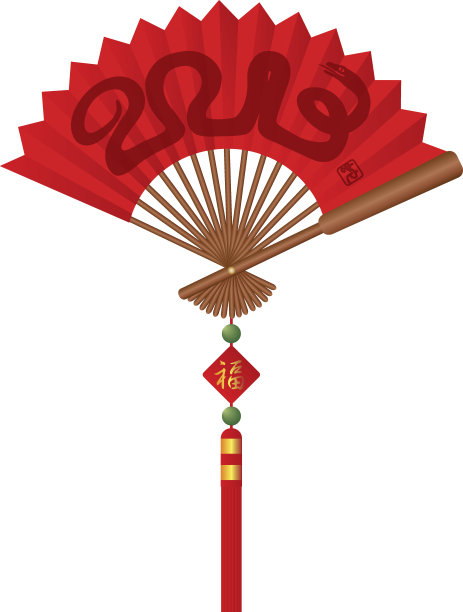 十二生肖蛇年2013红扇矢量插画图片下载
