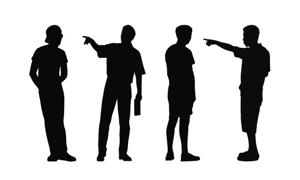 人们站在户外的剪影设置了35图片下载