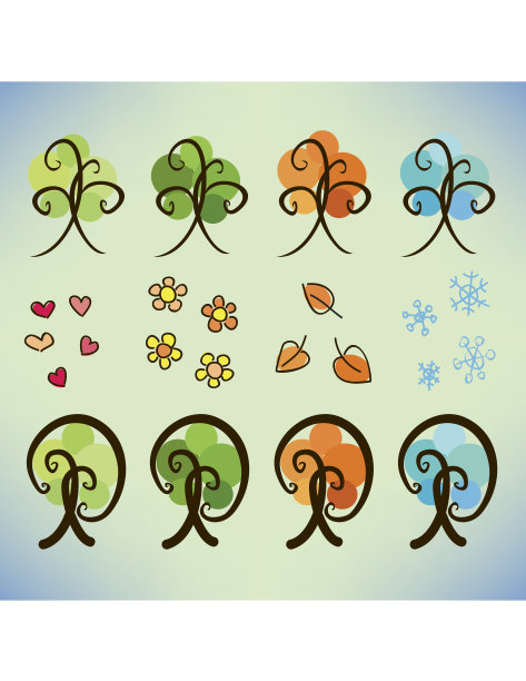 四季涂鸦树图片下载